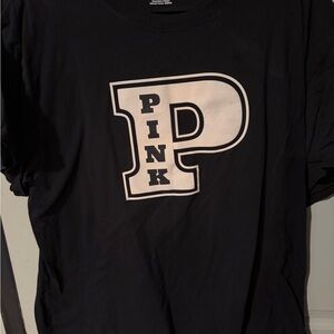 PINK Victoria's Secret Black Tee with Bold Lettering